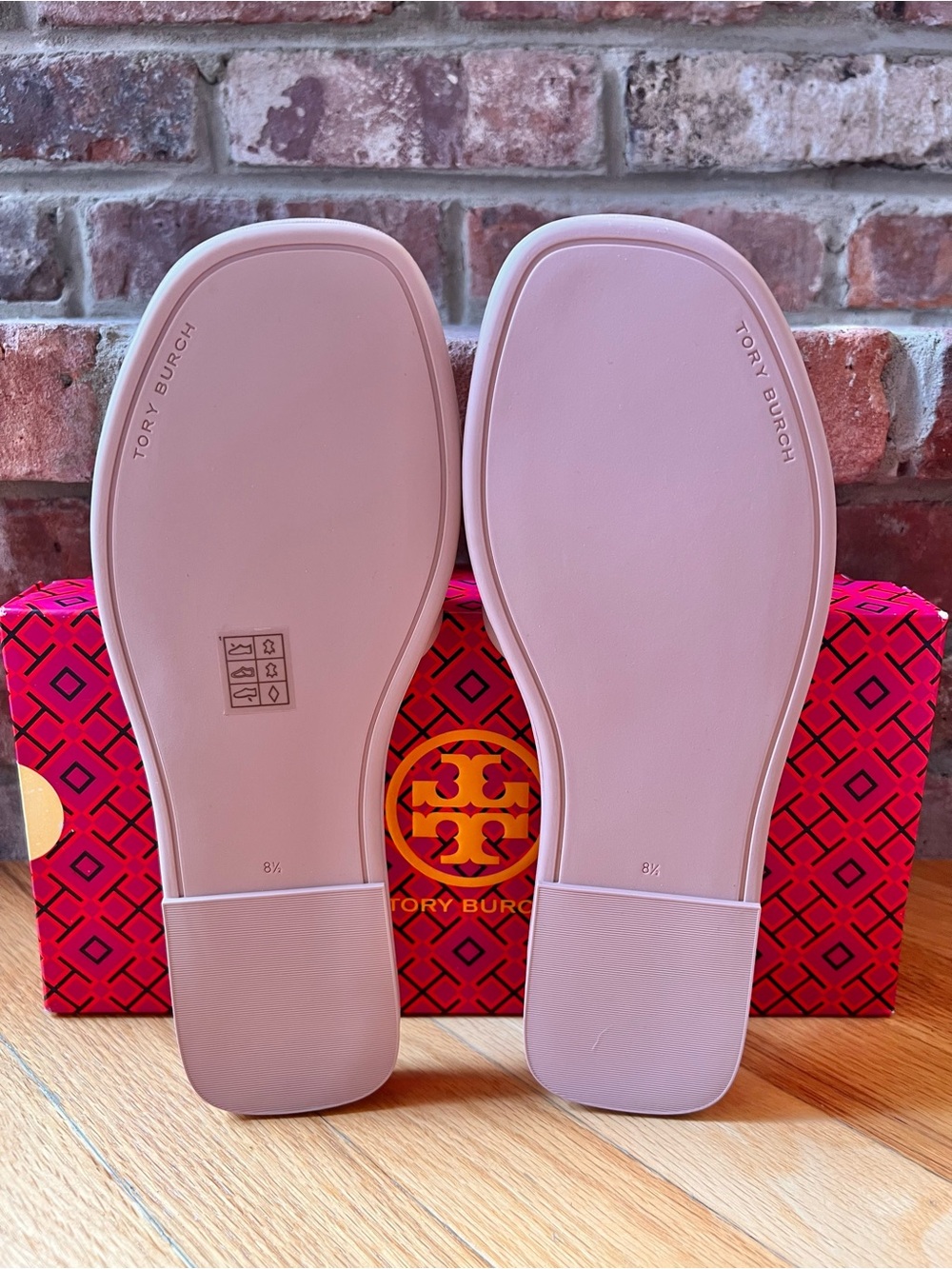 Tory Burch Shell Rose Pink Double T Crystal Deco Sport Slide Sandals - Picture 11 of 14